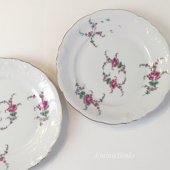 *Read Description* Set of 2 1940s Wawel Rose Garden Bread & Butter Plates Flawed - Picture 9 of 12